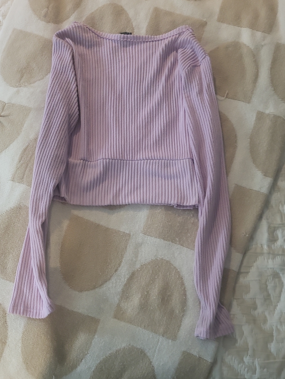 Pre-loved Ribbed Longsleeve Lavendar Crop Top - Picture 4 of 4